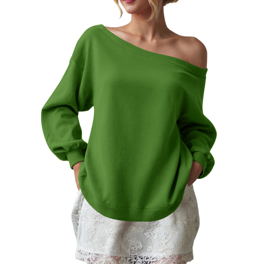 Ladies Creative Oversized Sweatshirt with Chic and Stylish Shoulder Details