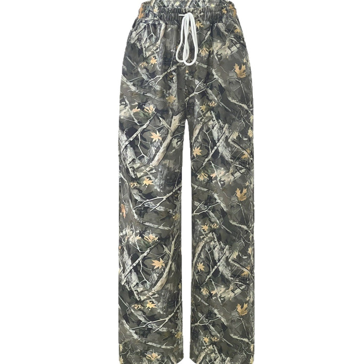 Camouflage palazzo pants for women with elastic waist and comfortable fit Lune London