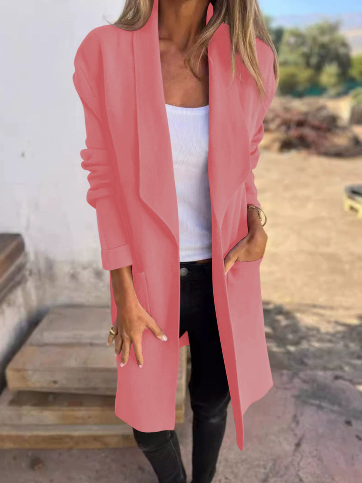 Manteau oversized décontracté pour femmes avec poches latérales et col ouvert Chic & Stil