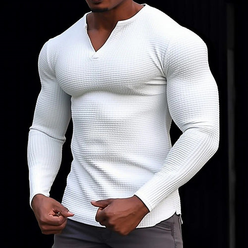 Long sleeve t-shirt for men with textured V-neck Lune London