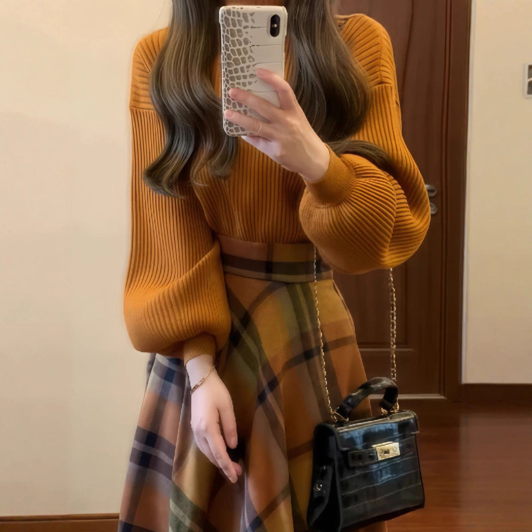 Top Tricoté Élégant pour Femmes avec Manches Bouffantes Large Chic & Stil