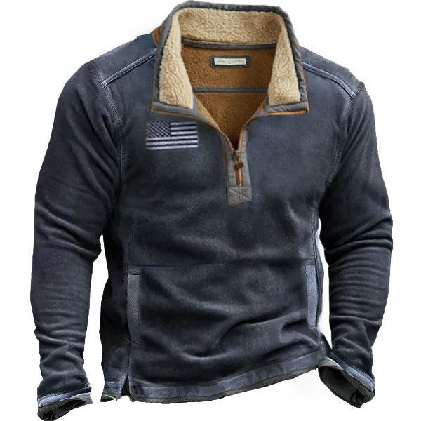 Fleece jacket for men with high collar and practical zip opening Lune London