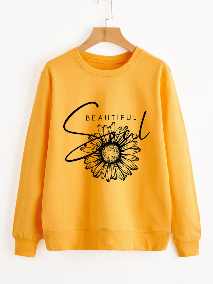 Sweatshirt femme avec motif floral et lettrage inspirant Chic & Stil