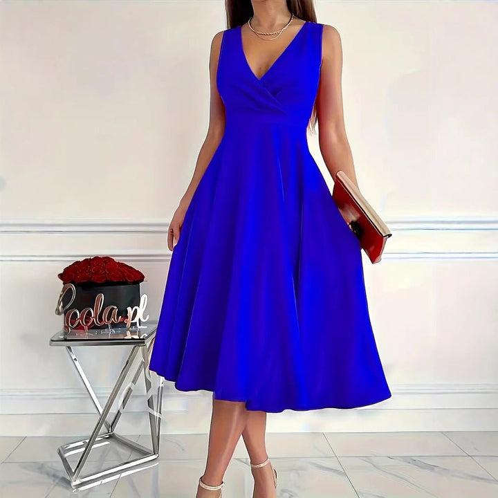 Lune London | Solid Color Tank Dress Asymmetric Neckline Dress