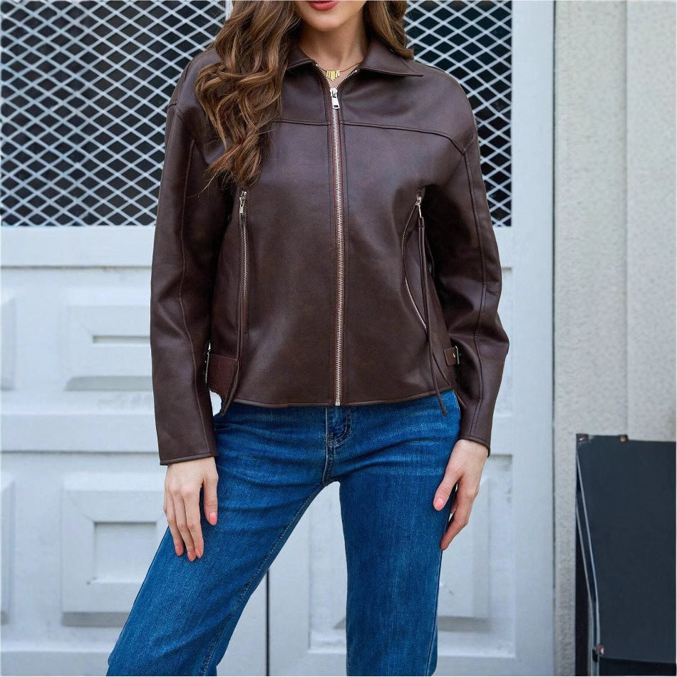 Trendy faux leather jacket for women with a relaxed fit Lune London
