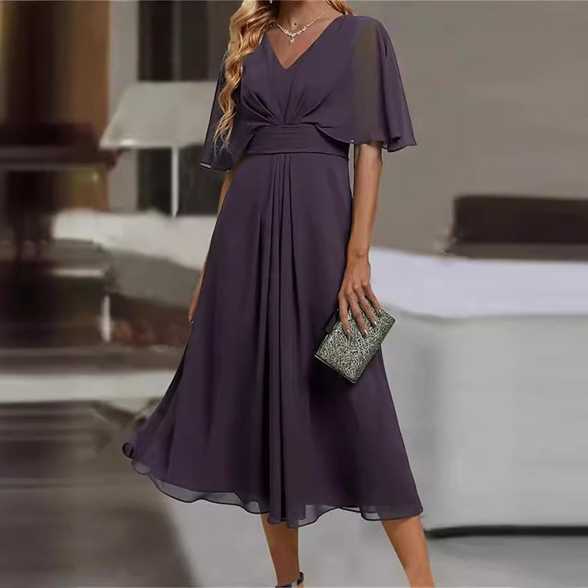 Elegant maxi dress for women with flowing sleeves and a chic V-neck.
