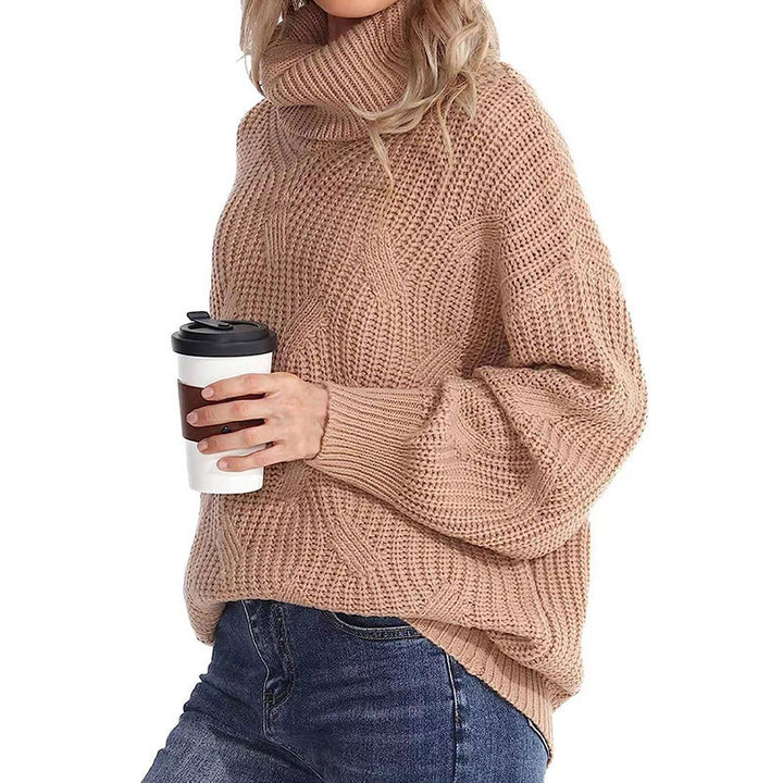 Pull en tricot pour femme avec col haut et look de point texturé Chic & Stil