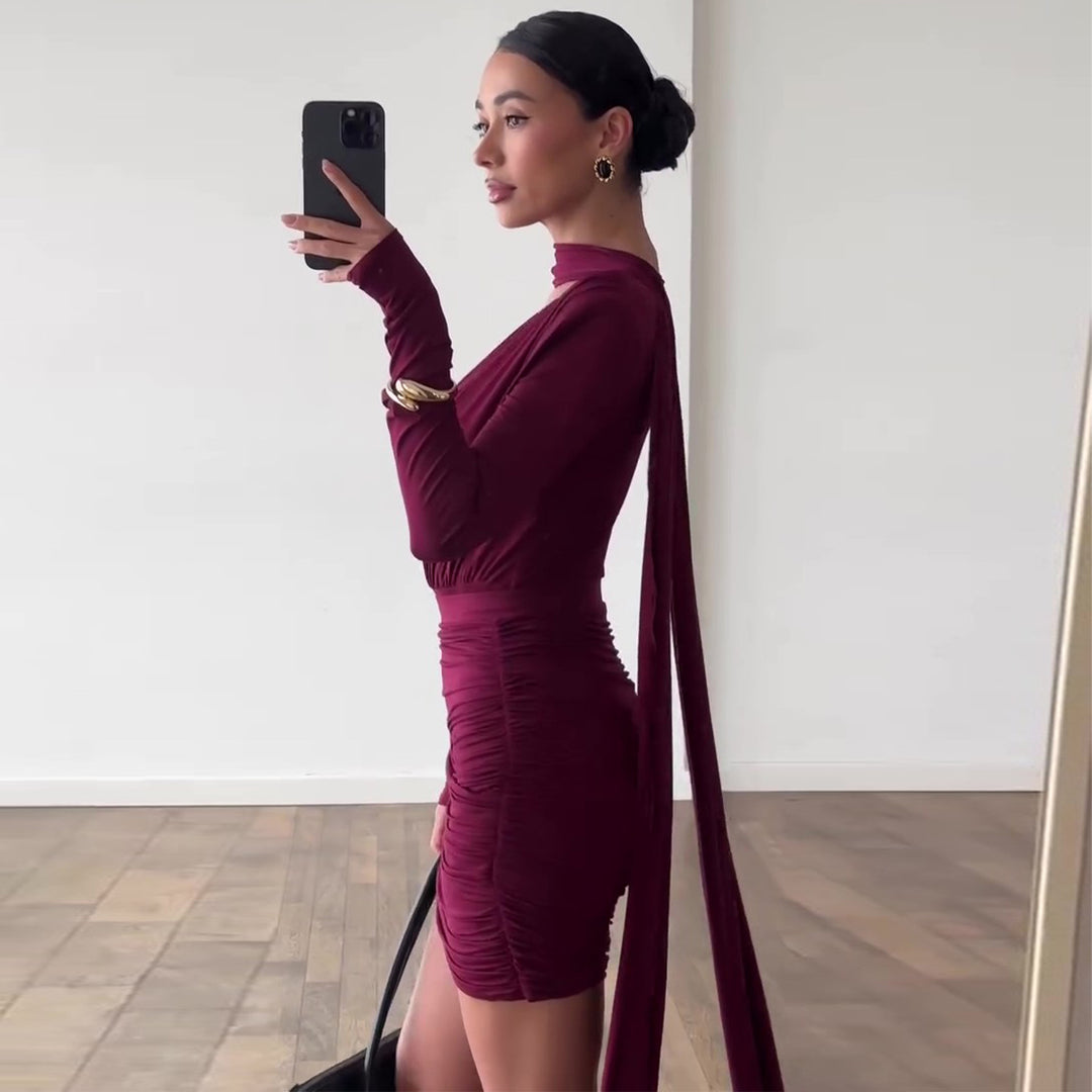 Women's wrap dress with asymmetrical hem and sophisticated top Lune London
