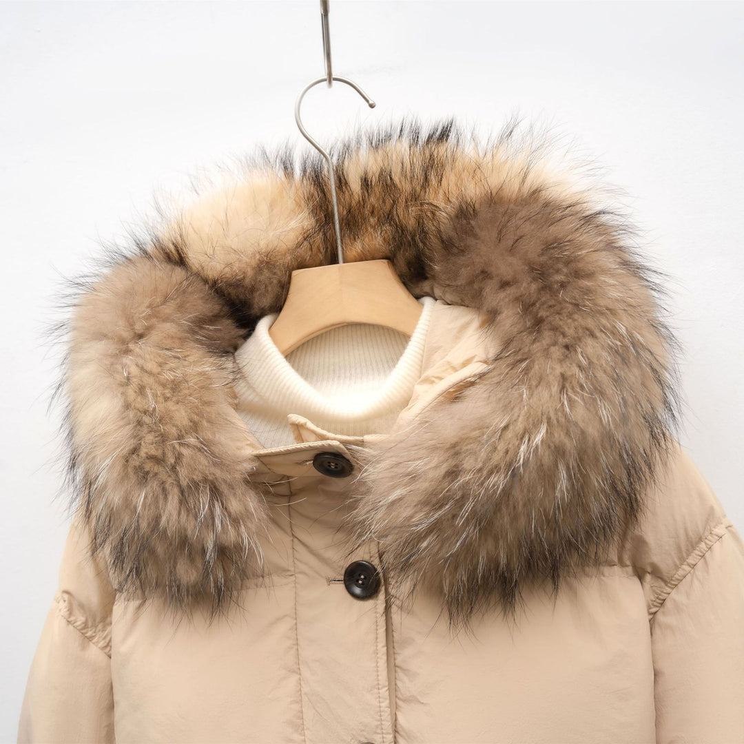 Ladies warm winter coat with removable fur collar Lune London