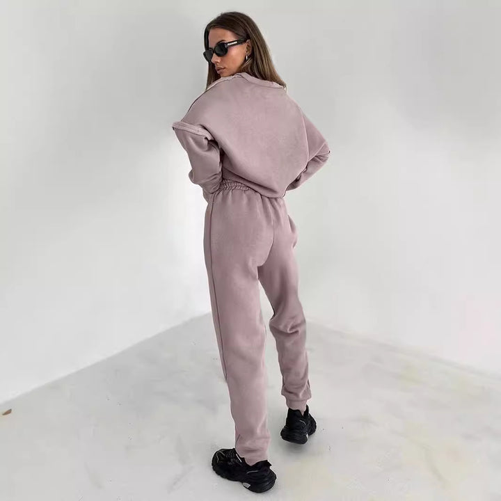 Ladies Casual Chic Fleece Loungewear Set