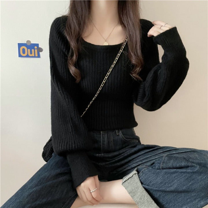Pull en tricot côtelé décontracté pour femmes avec des manches larges Chic & Stil