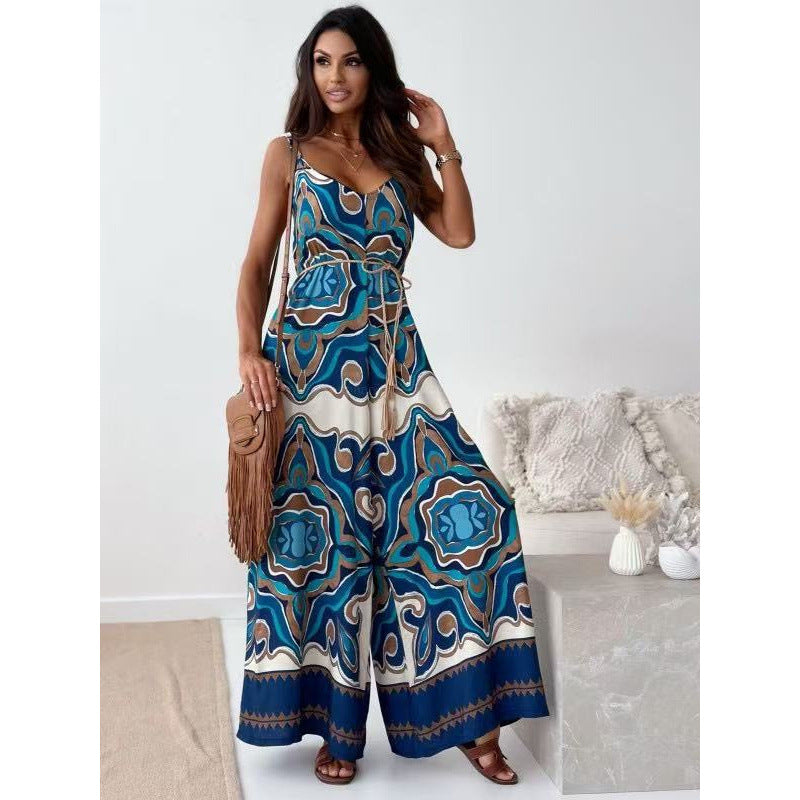 Ladies Bohemian Wide Leg Jumpsuit Lune London