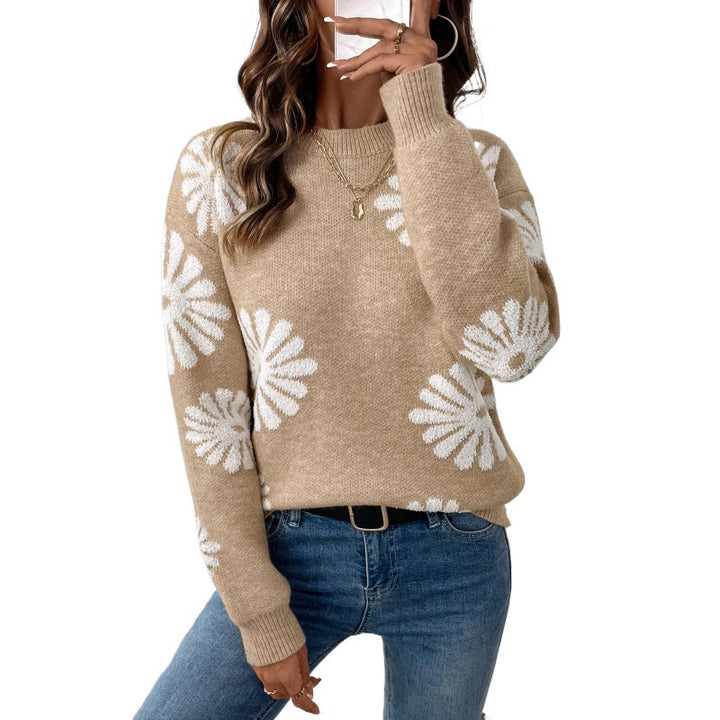 Ladies Floral Pattern Knit Sweater Lune London