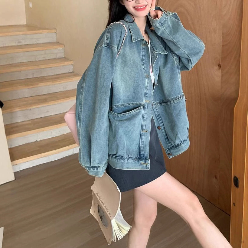 Veste en denim surdimensionnée décontractée pour femmes Chic & Stil
