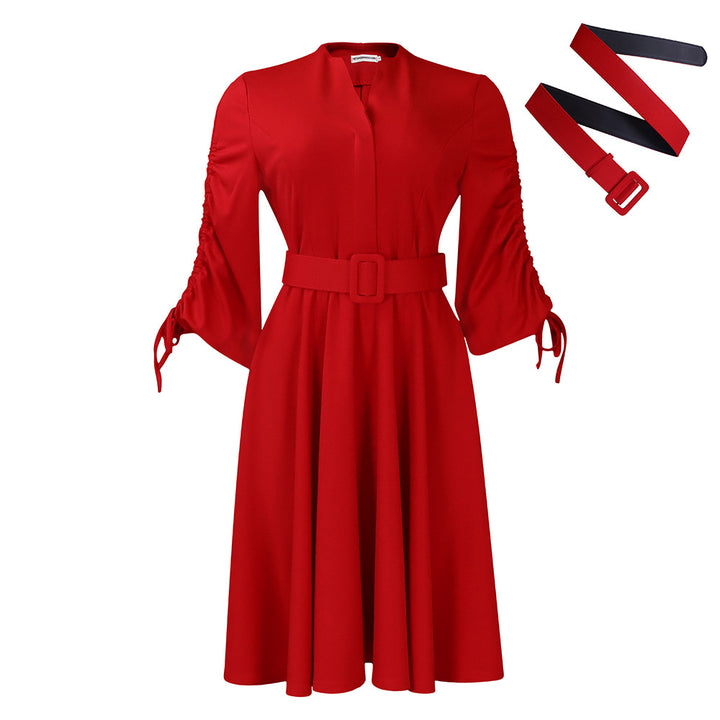 Dress for women with fitted belt and ruffled sleeves Lune London