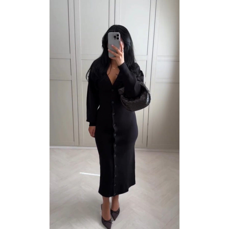 Long sleeve women's dress with button detail Lune London