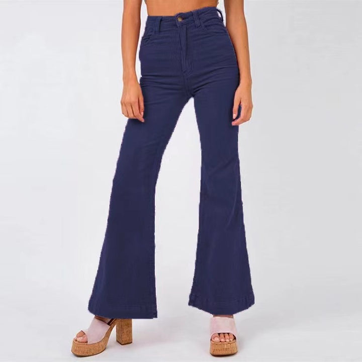 Flared pants for women with high waist and comfort belt Lune London