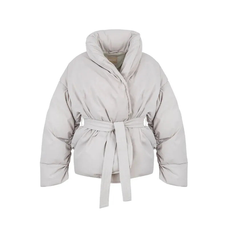 Ladies practical and stylish down jacket with belt Lune London