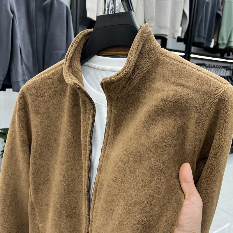 Fleece jacket for men with high collar and practical pockets Lune London