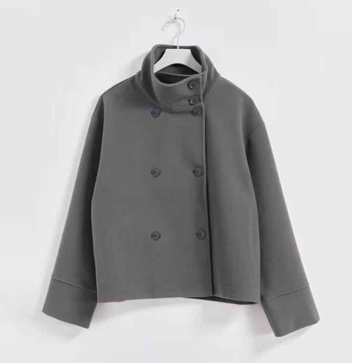 Cropped jacket for women with high collar and double breasted Lune London