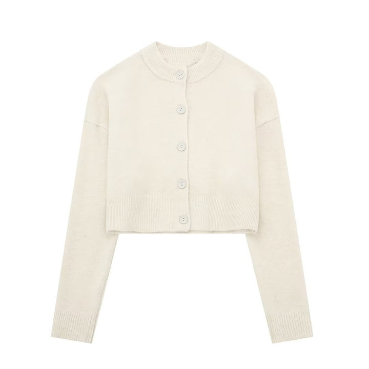 Cropped knit jacket for women with elegant button details Lune London