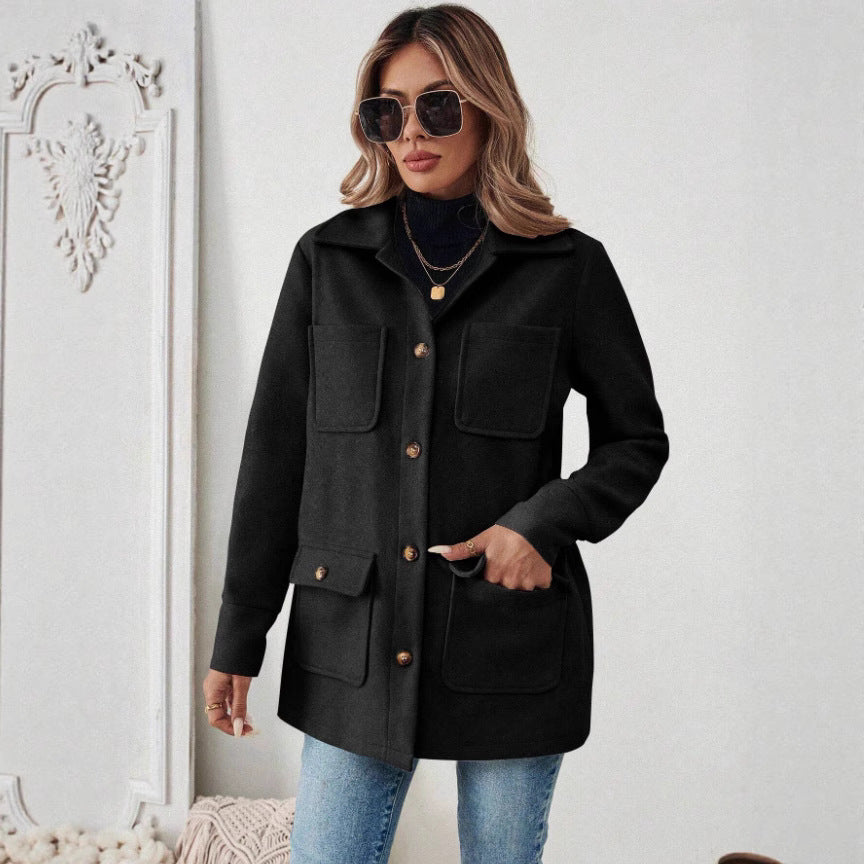 Fashion jacket for women with practical flap pockets and stylish button details Lune London