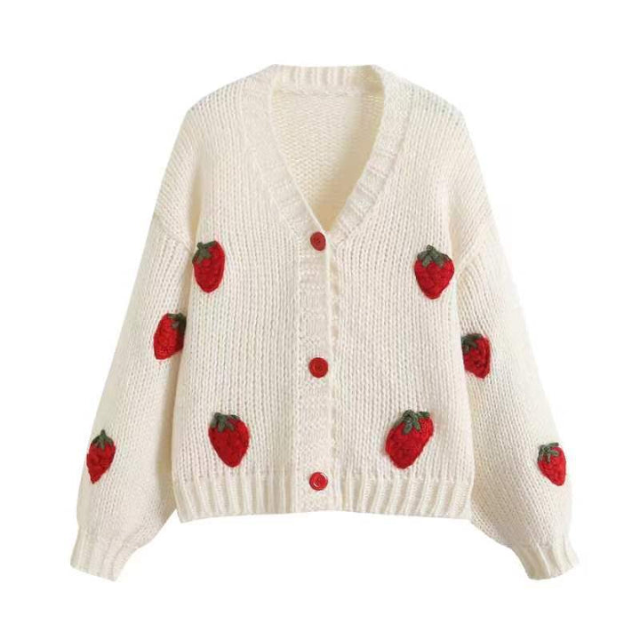 Cardigan pour femme avec des appliqués fruités et des détails de boutons modernes Chic & Stil