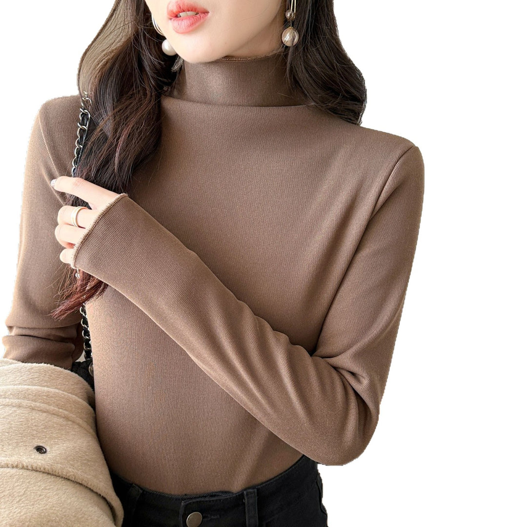 Women's fitted long sleeve top with high collar Chic & Stil