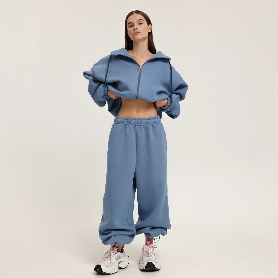 Ladies oversized casual loungewear with soft hood and wide pants Lune London