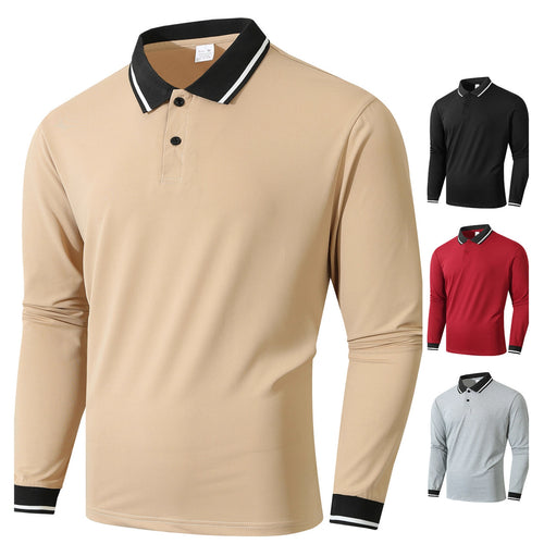 Men's long sleeve polo shirt with sporty ribbed structure Lune London