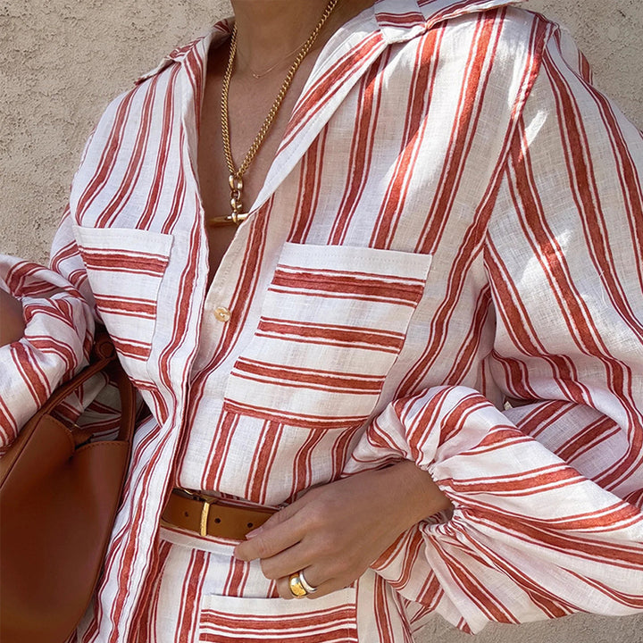 Ladies Lightweight Summer Shirt with Trendy Stripe Pattern Lune London