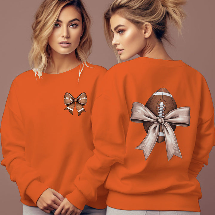 Sweat-shirt pour femmes avec motif de football mignon et accent de nœud Chic & Stil