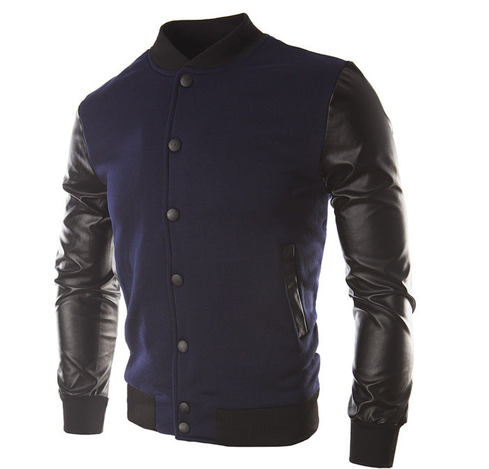 Casual bomber jacket for men with faux leather sleeves and snap buttons Lune London