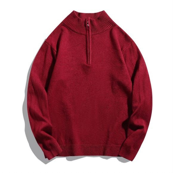 Comfortable men's sweater with modern high collar and discreet zip opening Lune London