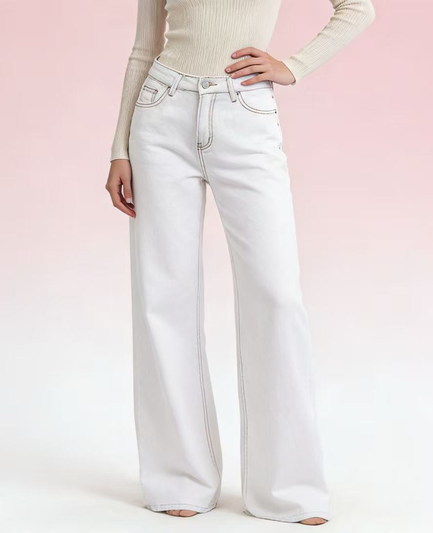 Women Flared Jeans with High Waist and Elegant Seam Details Lune London