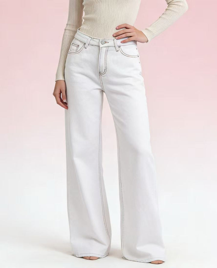 Women Flared Jeans with High Waist and Elegant Seam Details Lune London