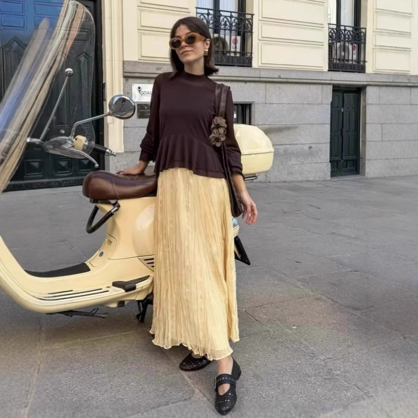 Fluid maxi skirt for women with elastic waist and voluminous cut Lune London