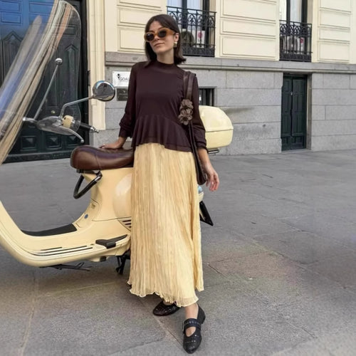 Fluid maxi skirt for women with elastic waist and voluminous cut Lune London