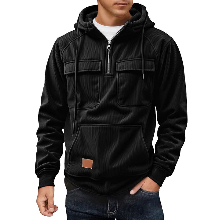 Fleece pullover for men with zip collar and practical pockets Lune London