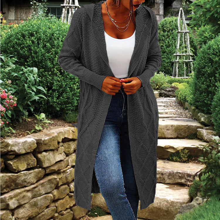 Ladies Chunky Knit Cardigan with Elegant Twisted Pattern Lune London