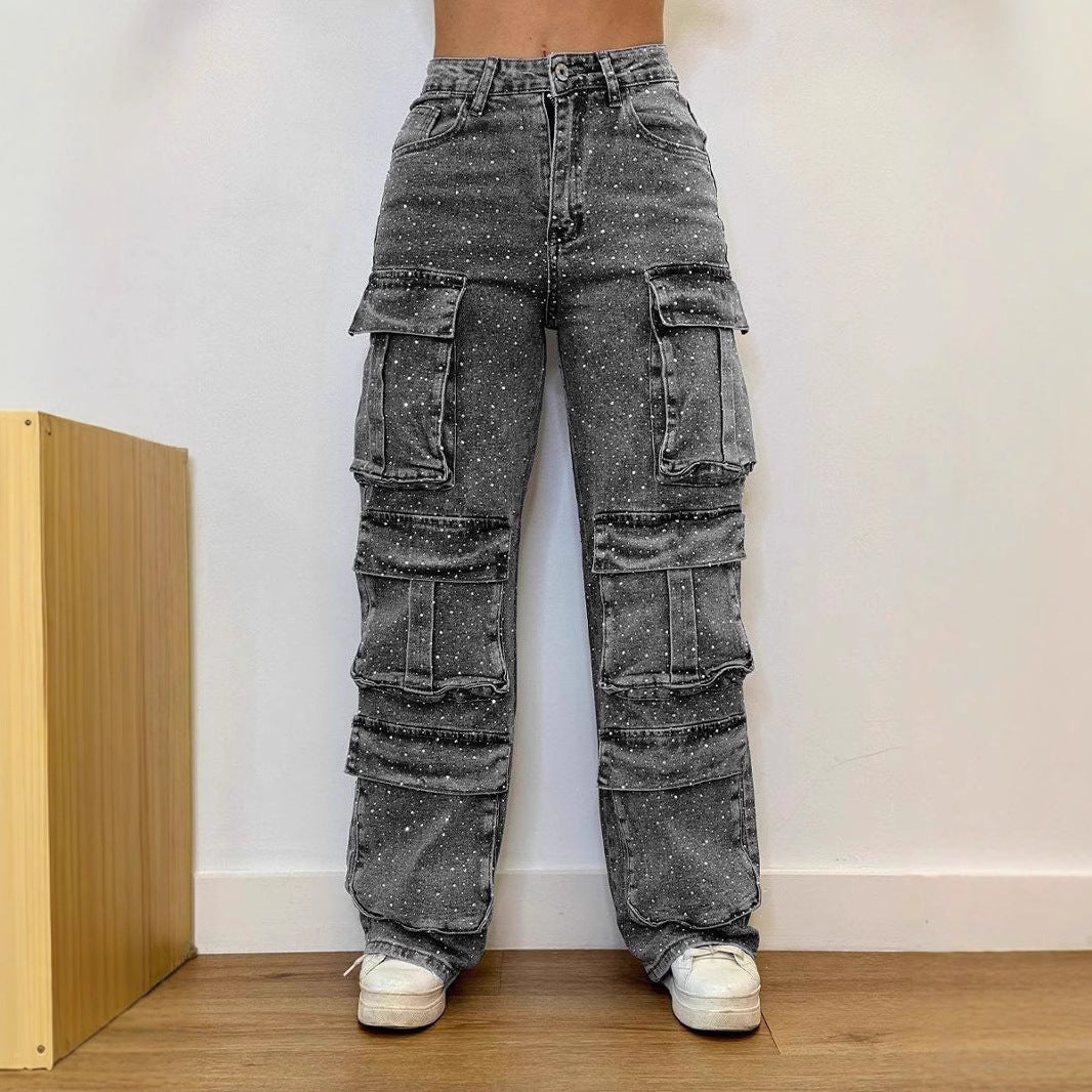 Ladies Cargo Jeans with multiple pockets and relaxed fit Lune London