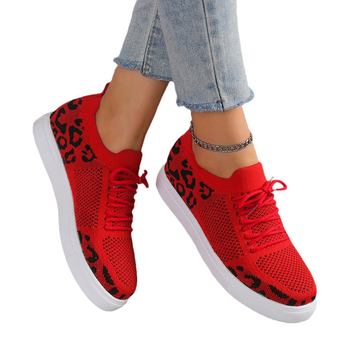 Women’s sneakers with a breathable mesh upper and trendy animal print Lune London