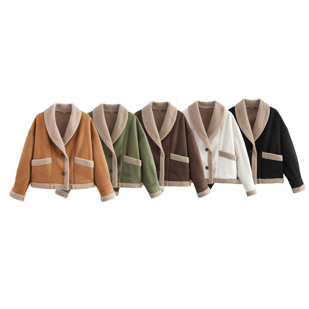 Cozy blazer jacket for women in teddy look with practical pockets Lune London