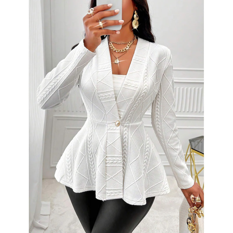 Women Knit Peplum Blazer Lune London