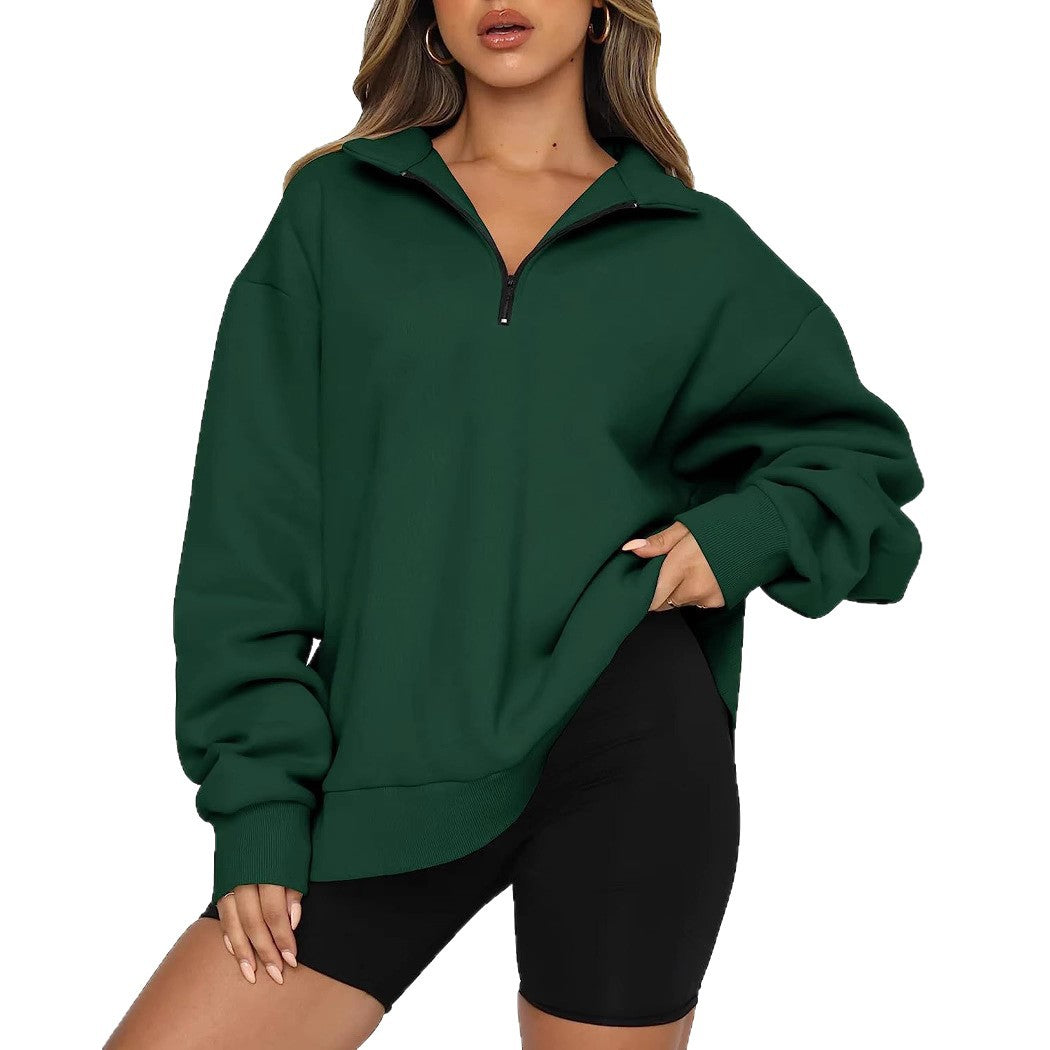 Women’s hoodie with half zipper and relaxed fit Lune London