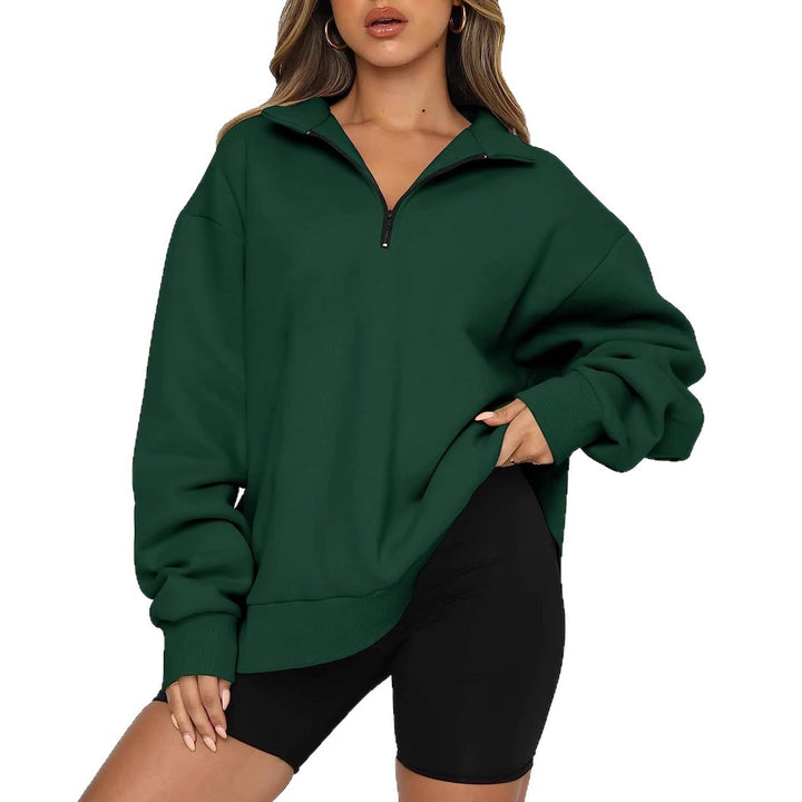 Women’s hoodie with half zipper and relaxed fit Lune London