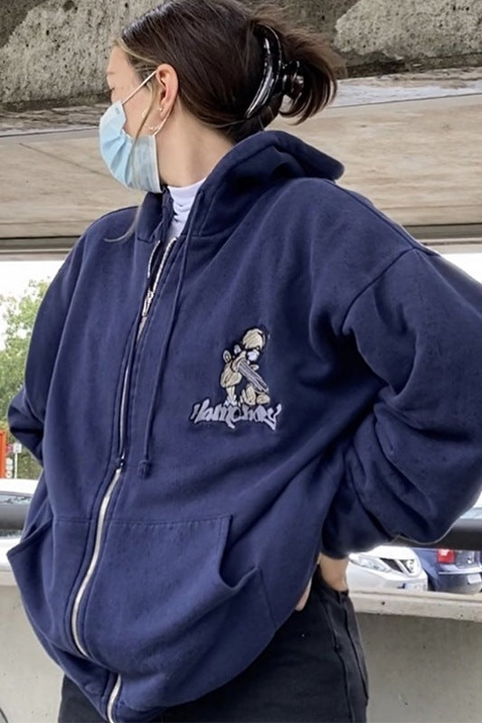 Women's hooded jacket with unique embroidered design Chic & Stil