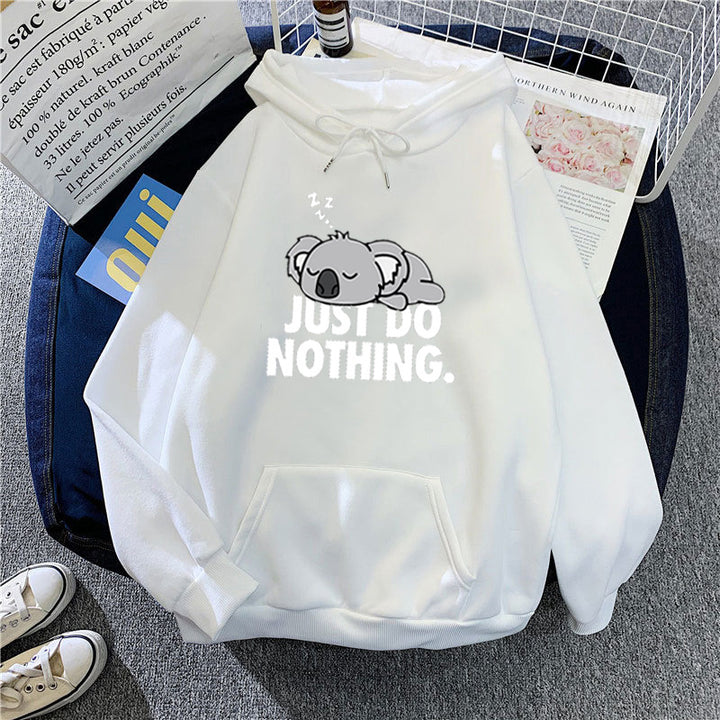 Women's hoodie with playful koala design and motivational lettering Chic & Stil