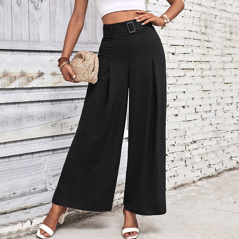 Elegant high waist wide trousers for women with belt and pleats Lune London