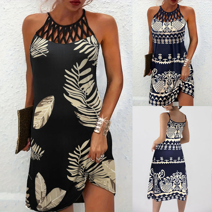 Ladies Bohemian Halterneck Midi-Dress Lune London